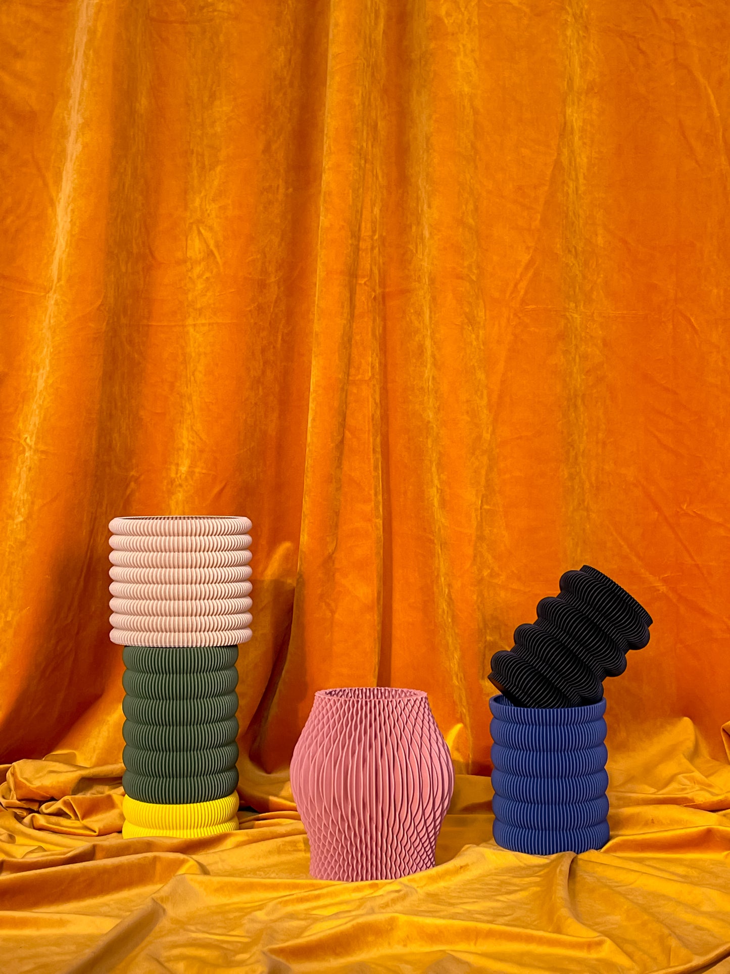 Multi-Colored Tall Ring Vase